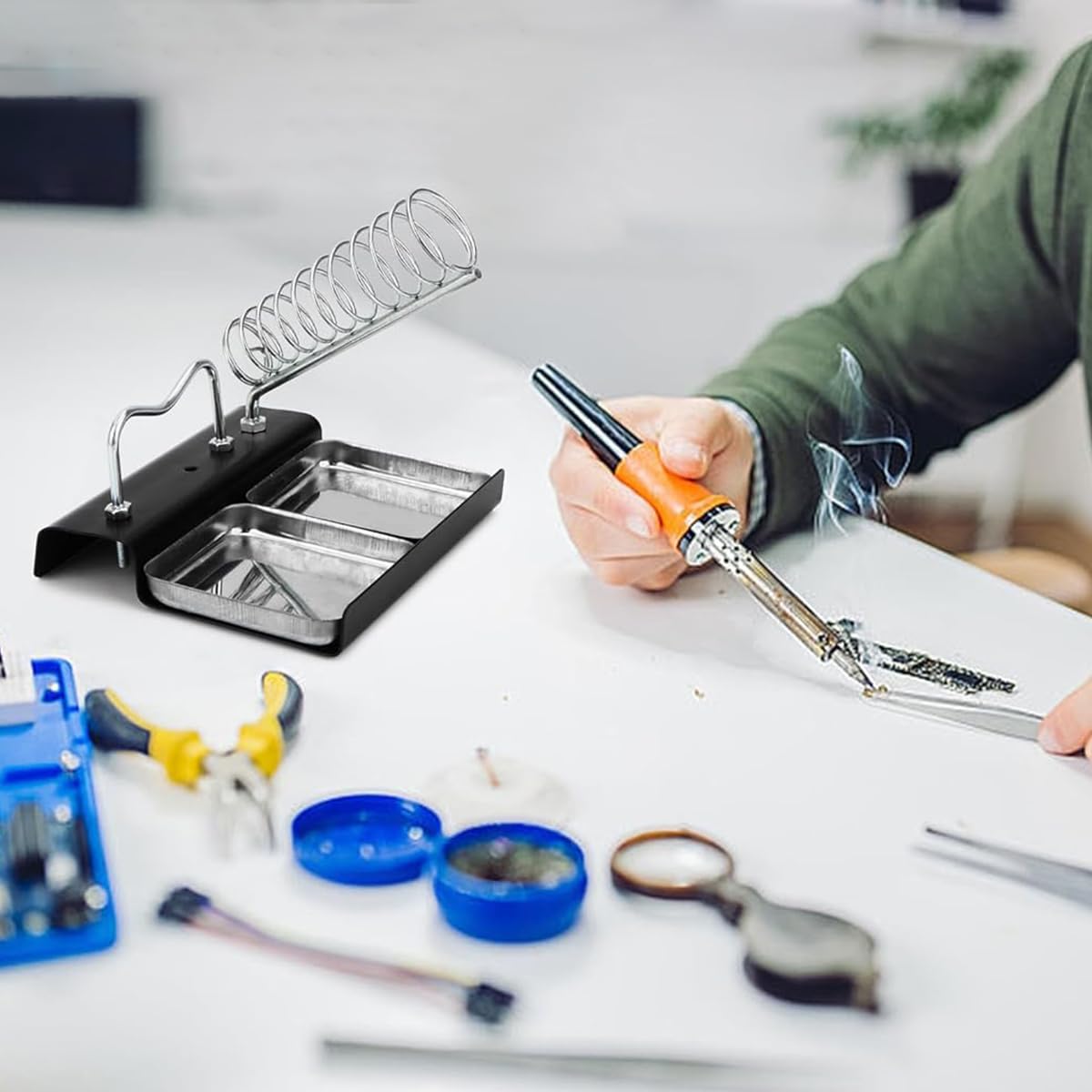 Serplex® Soldering Iron Stand Full Metal Coil Soldering Iron Stand with Dual Sponge Tray Soldering Iron Stand Soldering Iron Gun Holder Stand Serplex® Soldering Iron Stand Full Metal Coil Soldering Iron Stand with Dual Sponge Tray Soldering Iron Stand Soldering Iron Gun Holder Stand